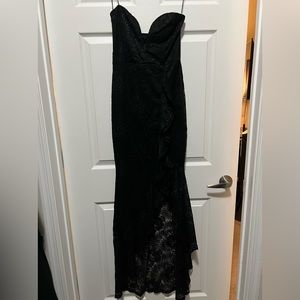 Black Strapless Lace Gown